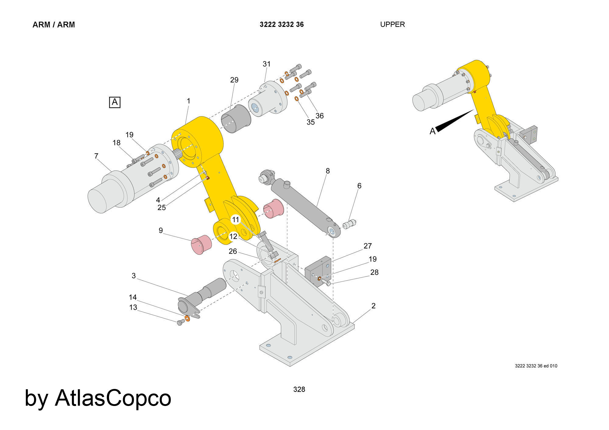 Atlas Copco / Epiroc 32222 3197 68 Поворотный цилиндр